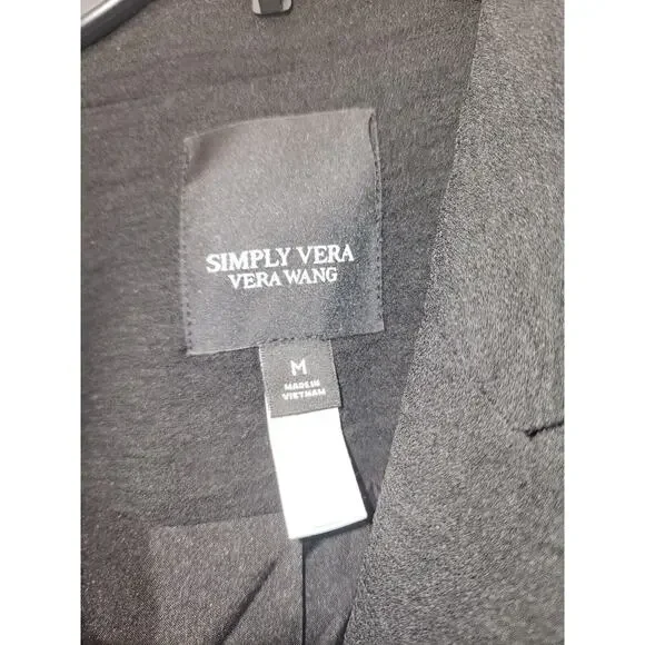 Simply Vera Wang Blazer Womens Med Black Textured Single Breasted Collared - Picture 3 of 7